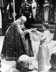ueen Elizabeth receives the Sceptre with the Cross,